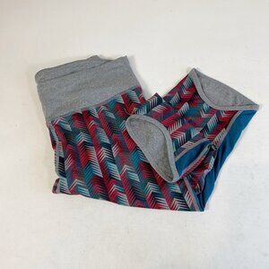 Fabletics Rio Run Crop Capri Leggings Blue Red S Womens Pull On Activewear